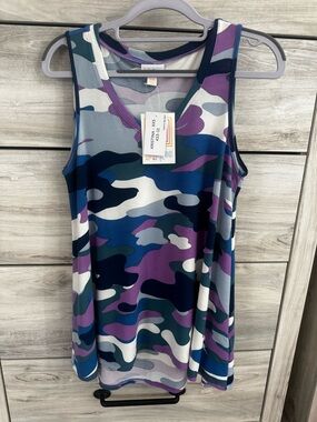 LuLaRoe Purple and Blue Camo Tank Top